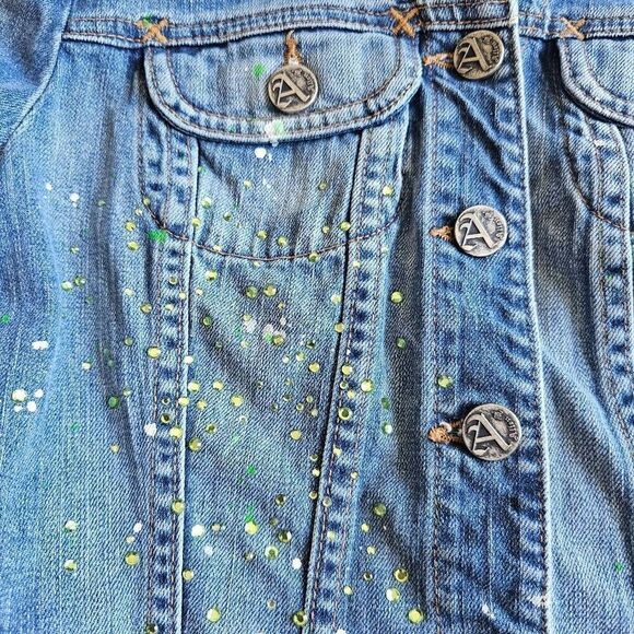 Allen B. Schwartz vintage womens Sz M rare Rhinestone jean jacket - Picture 2 of 8